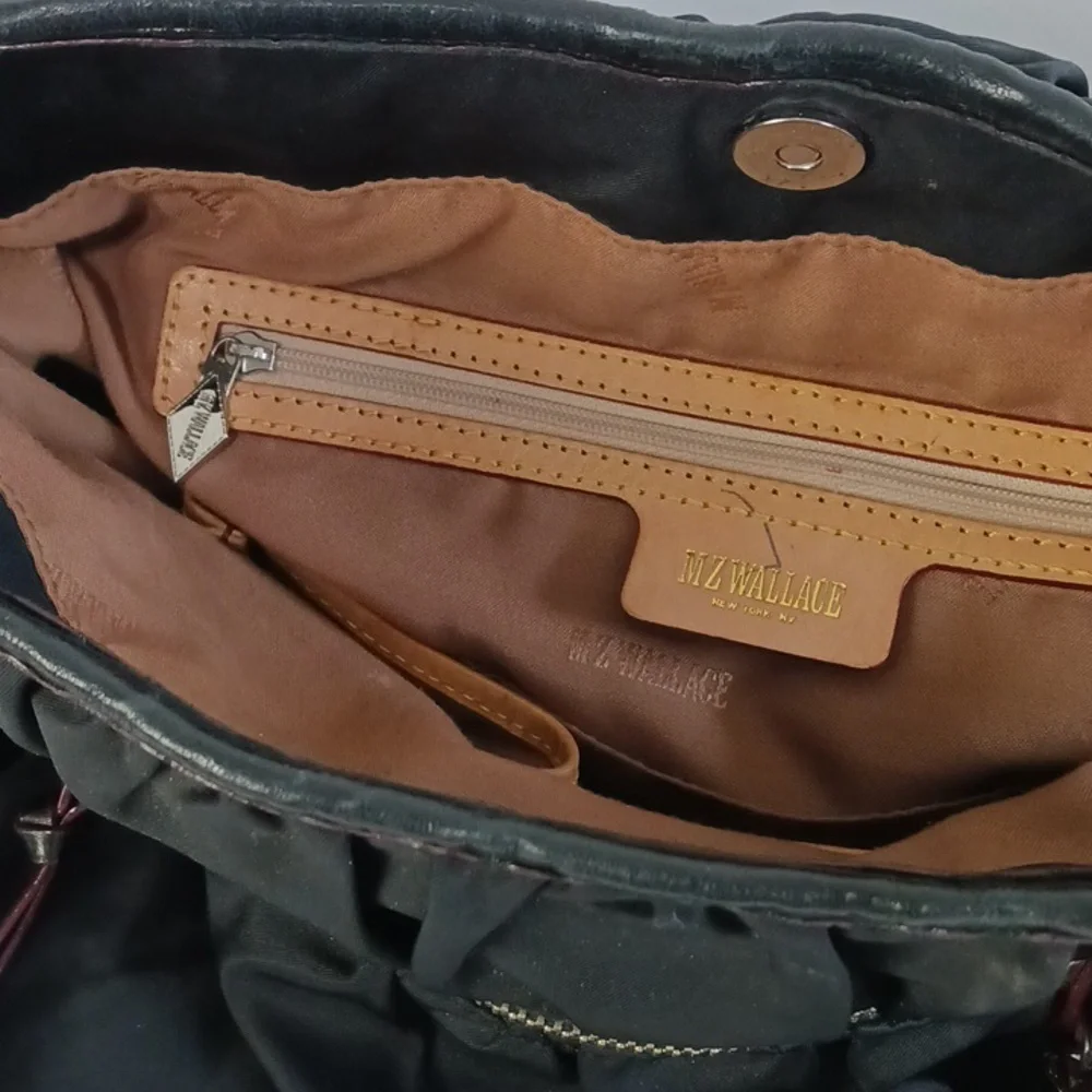 MZ Wallace Blk Nylon W Long Strap Bag.
